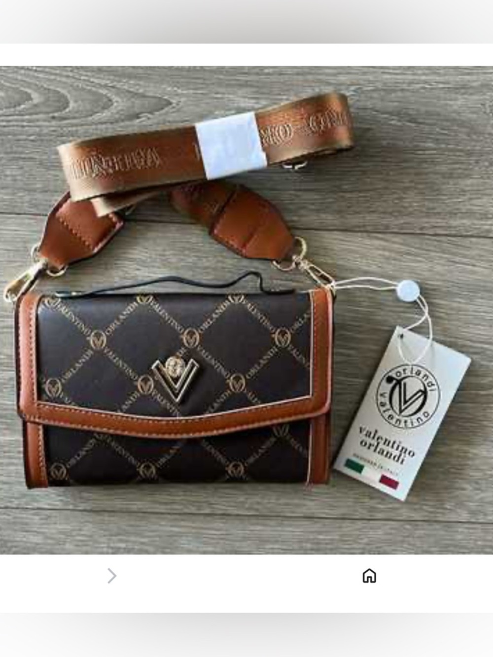 Valentino Orlando Brown Logo Crossbody Bag NWT